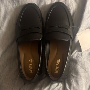 Kensie Black Faux Leather Penny Loafers